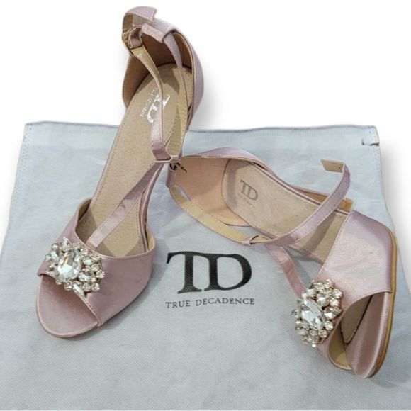 (SOLD) ASOS True Decadence Light Pink (Plush) Embellished Heeled Sandal 7.5 - Picture 3 of 16